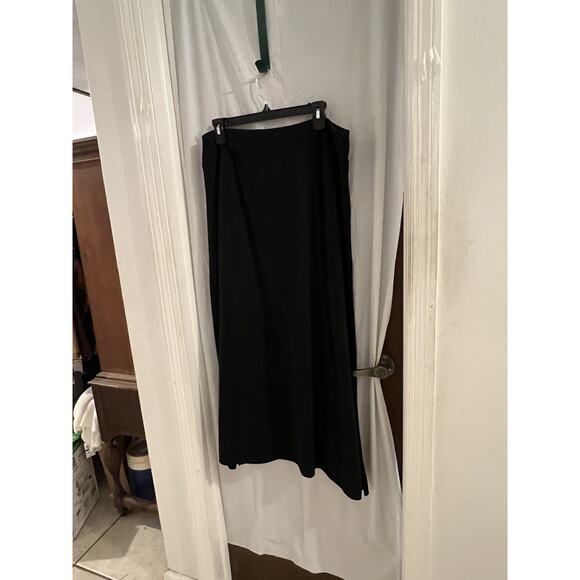 Talbots Knit Maxi Skirt Solid Black Long Sz Large Stretch Pull-on Elastic waist - Picture 3 of 6